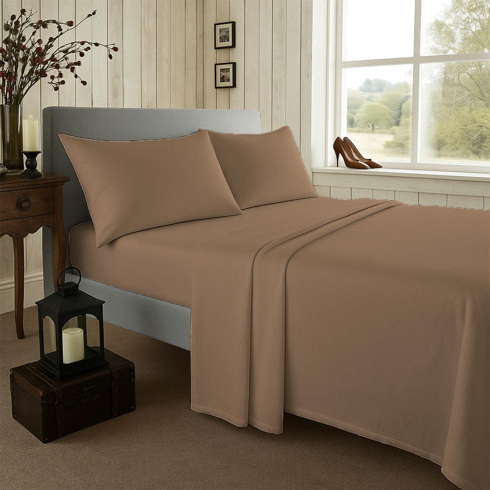 Luxury Bed-sheet - 100% Brushed Cotton Flannelette Sheet | Soft & Cozy, Premium Quality Easy Care