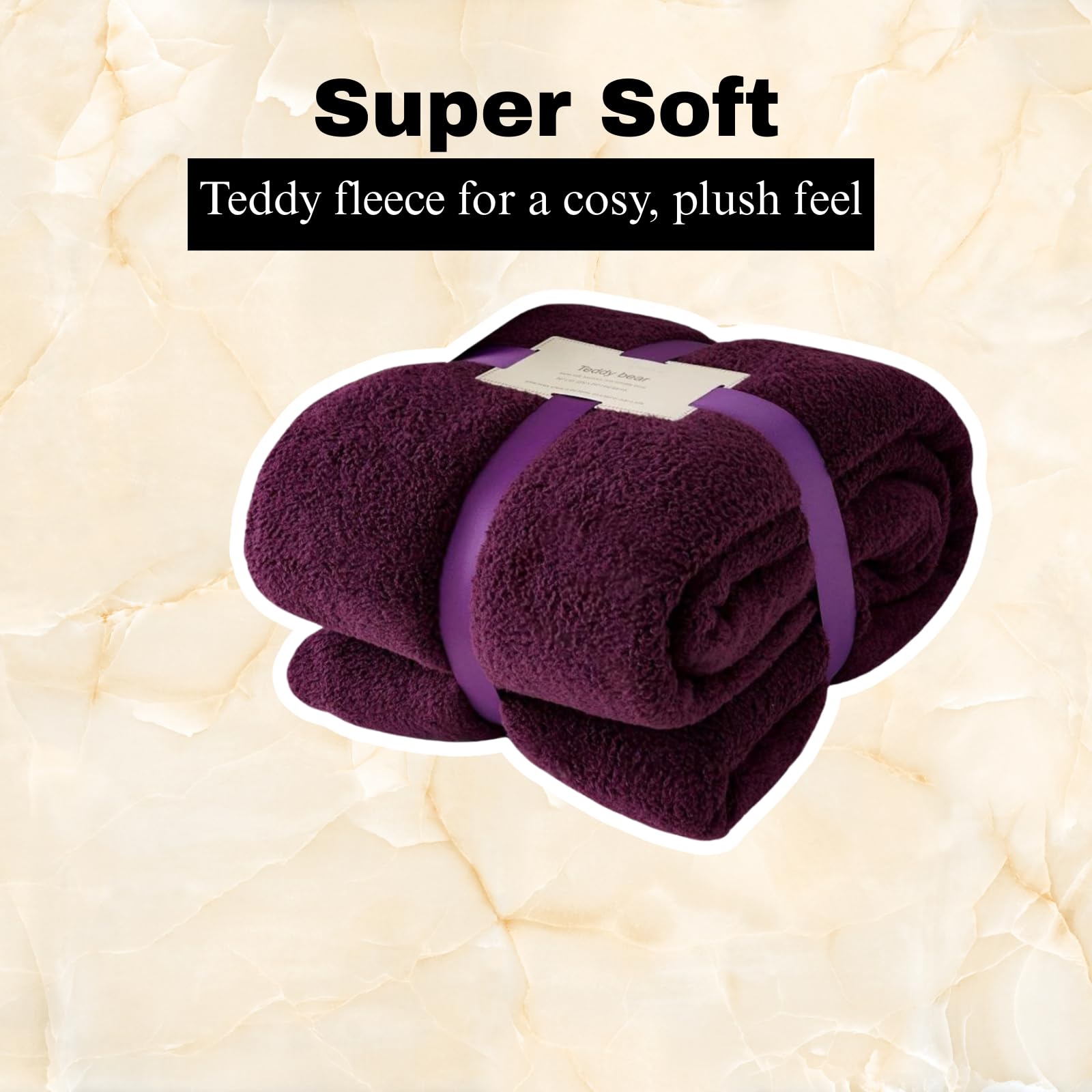 NFK TEXTILE Teddy Bear Blanket - Lightweight Sherpa Fleece 100% Polyester Ultra Plush Snuggle Comfort for Sofa, Settee Premium Soft & Cozy Throw