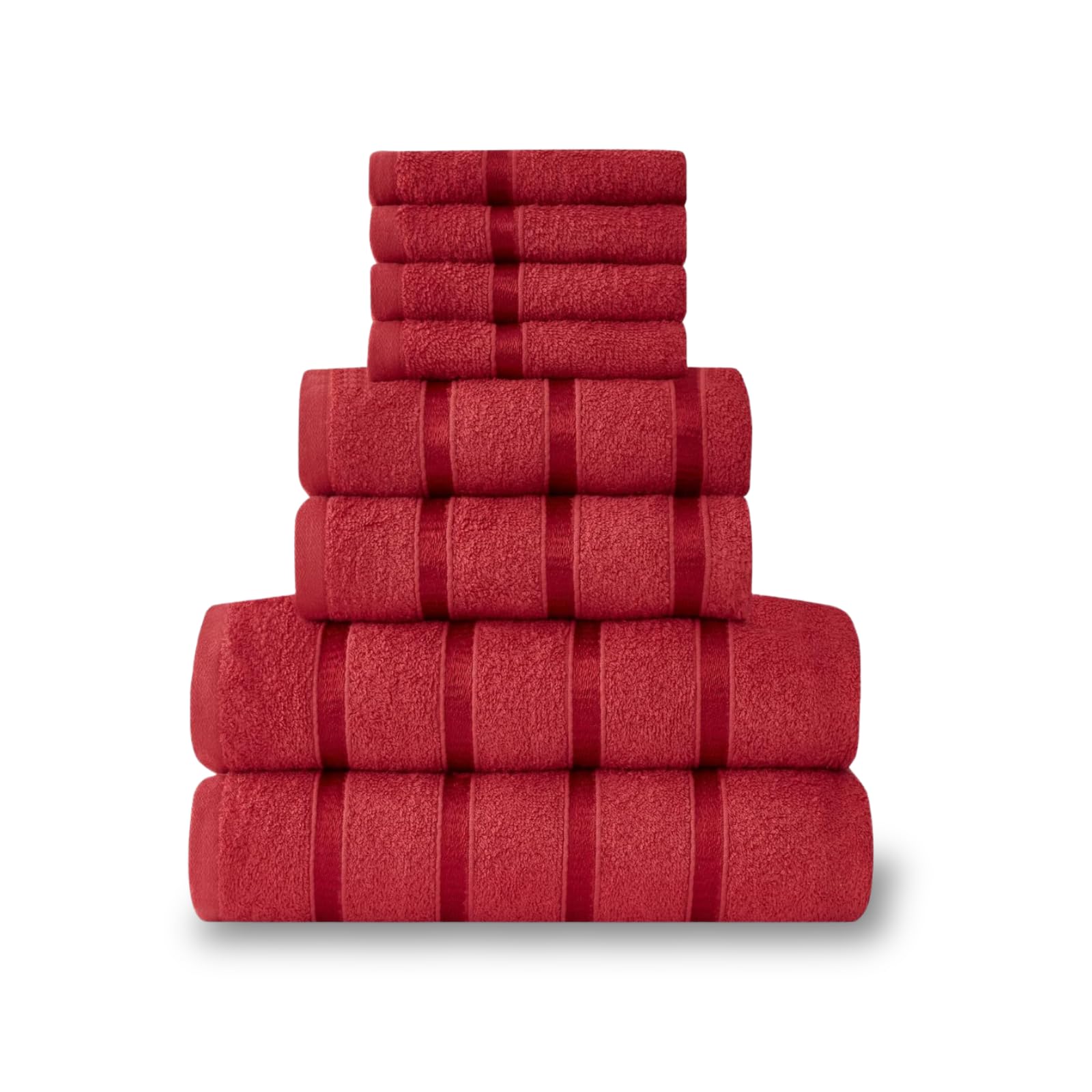 NFK TEXTILE 8-Piece Egyptian Cotton Bath Towel Bale Set - Highly Absorbent, Quick-Drying & Ultra Soft | 4x Face, 2x Hand, 2x Bath Towels | Striped Towel Set