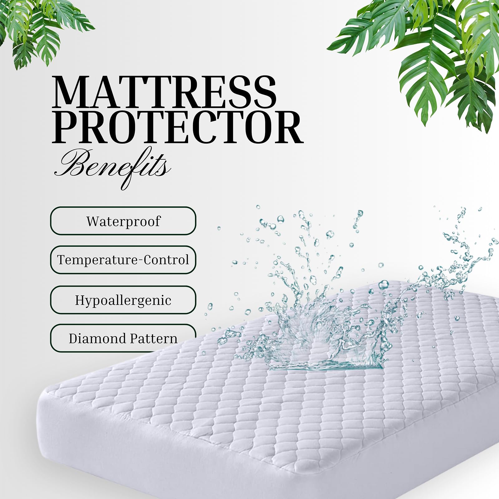 100% Waterproof Luxurious Mattress Protector or Pillowcase 3 Layered Quilted 30 cm Deep Bed Fitted Sheet Soft Warm & Cozy Mattress Protector for Bed