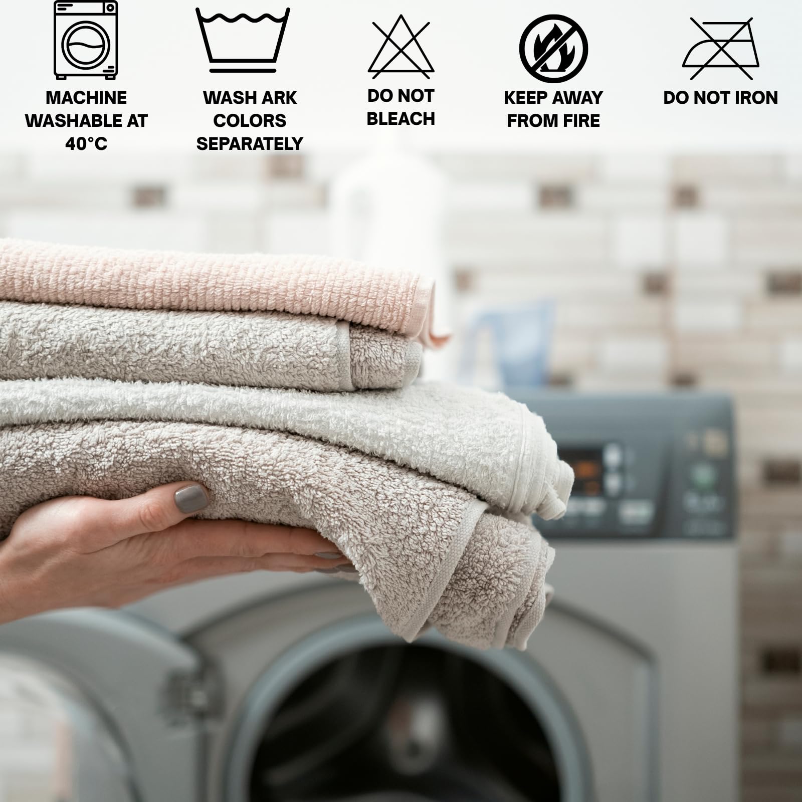 NFK TEXTILE 8-Piece Egyptian Cotton Bath Towel Bale Set - Highly Absorbent, Quick-Drying & Ultra Soft | 4x Face, 2x Hand, 2x Bath Towels | Striped Towel Set