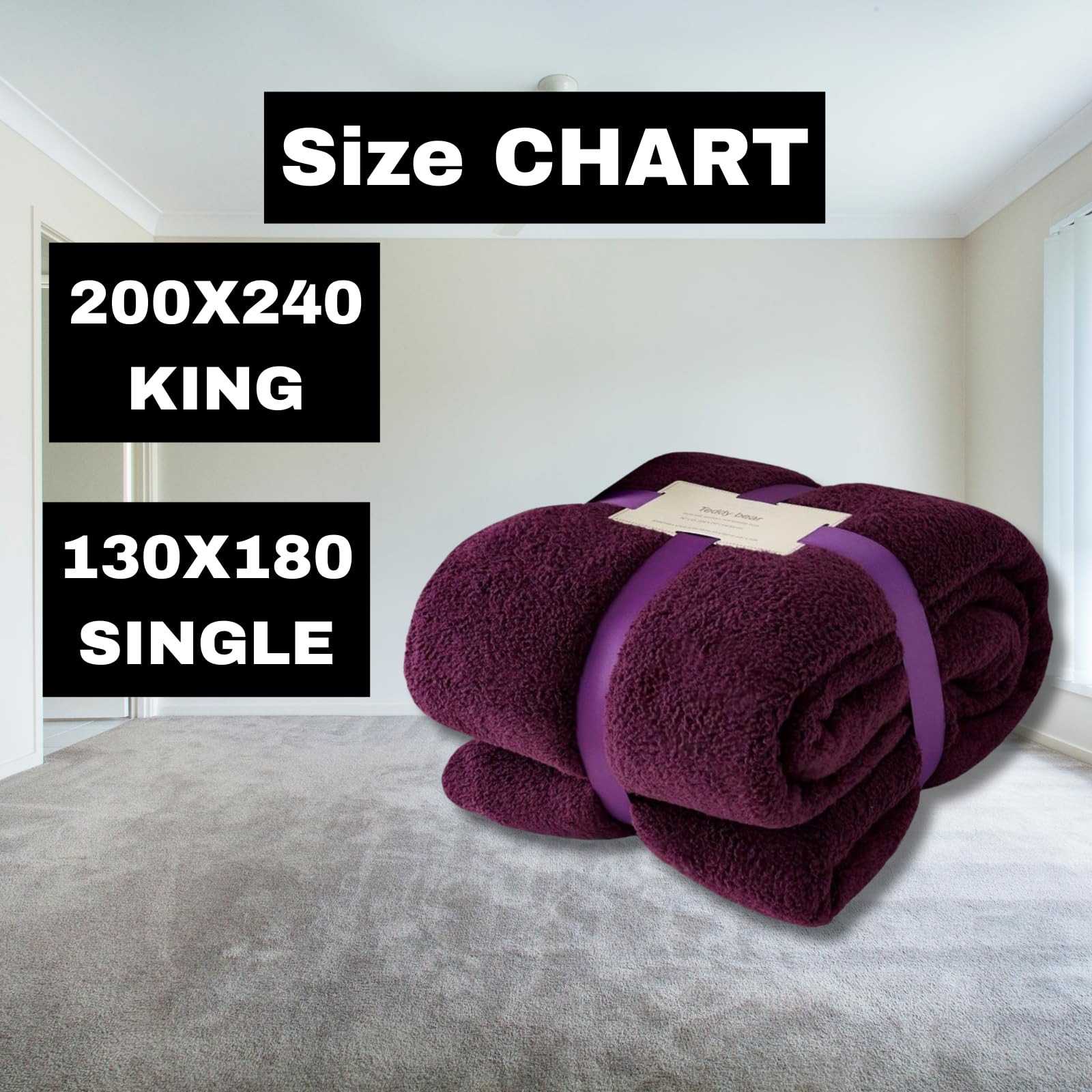 NFK TEXTILE Teddy Bear Blanket - Lightweight Sherpa Fleece 100% Polyester Ultra Plush Snuggle Comfort for Sofa, Settee Premium Soft & Cozy Throw