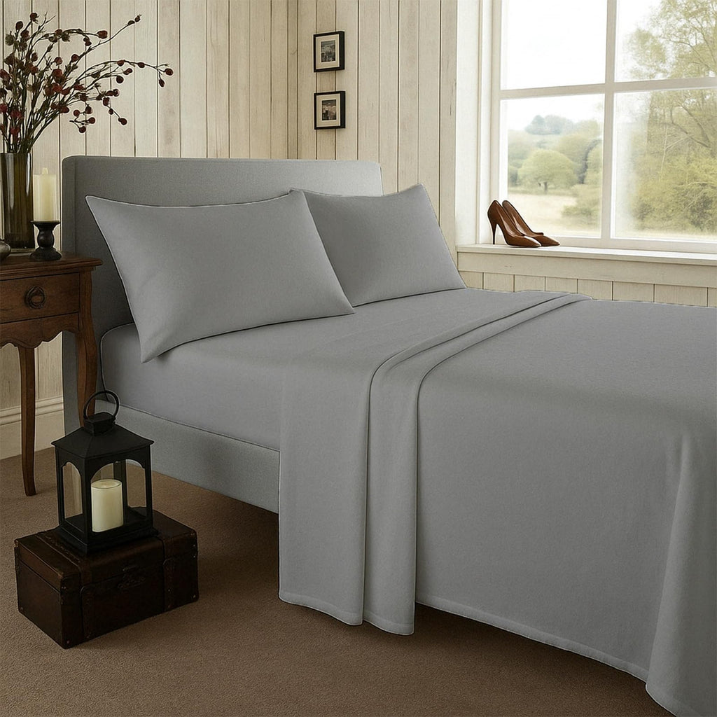 Luxury Bed-sheet - 100% Brushed Cotton Flannelette Sheet | Soft & Cozy, Premium Quality Easy Care