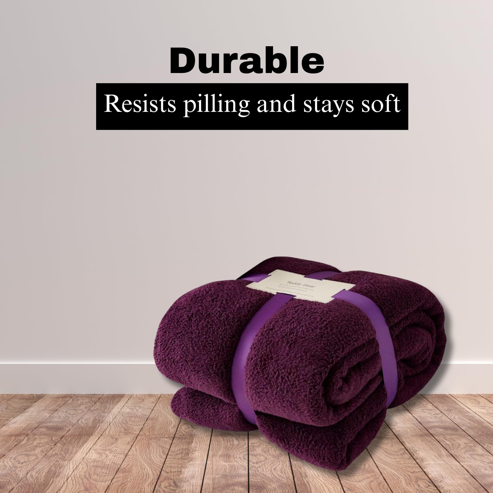 NFK TEXTILE Teddy Bear Blanket - Lightweight Sherpa Fleece 100% Polyester Ultra Plush Snuggle Comfort for Sofa, Settee Premium Soft & Cozy Throw