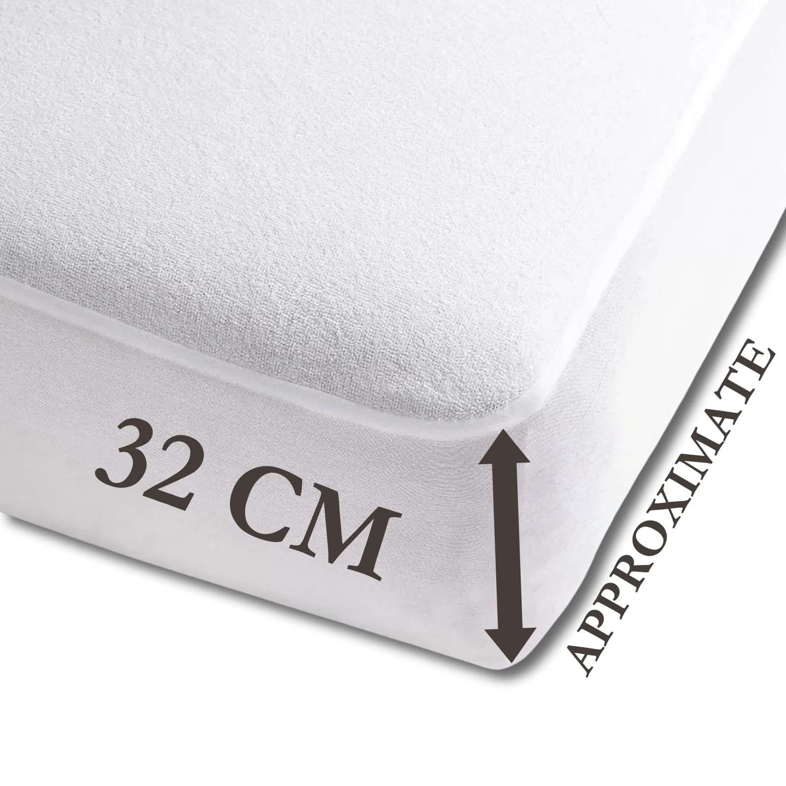 NFK Terry Cotton 38cm Depth Fitted Terry Towel Mattress Protector Topper Cover Bed Sheets Waterproof Mattress Protectors Breathable Mattress
