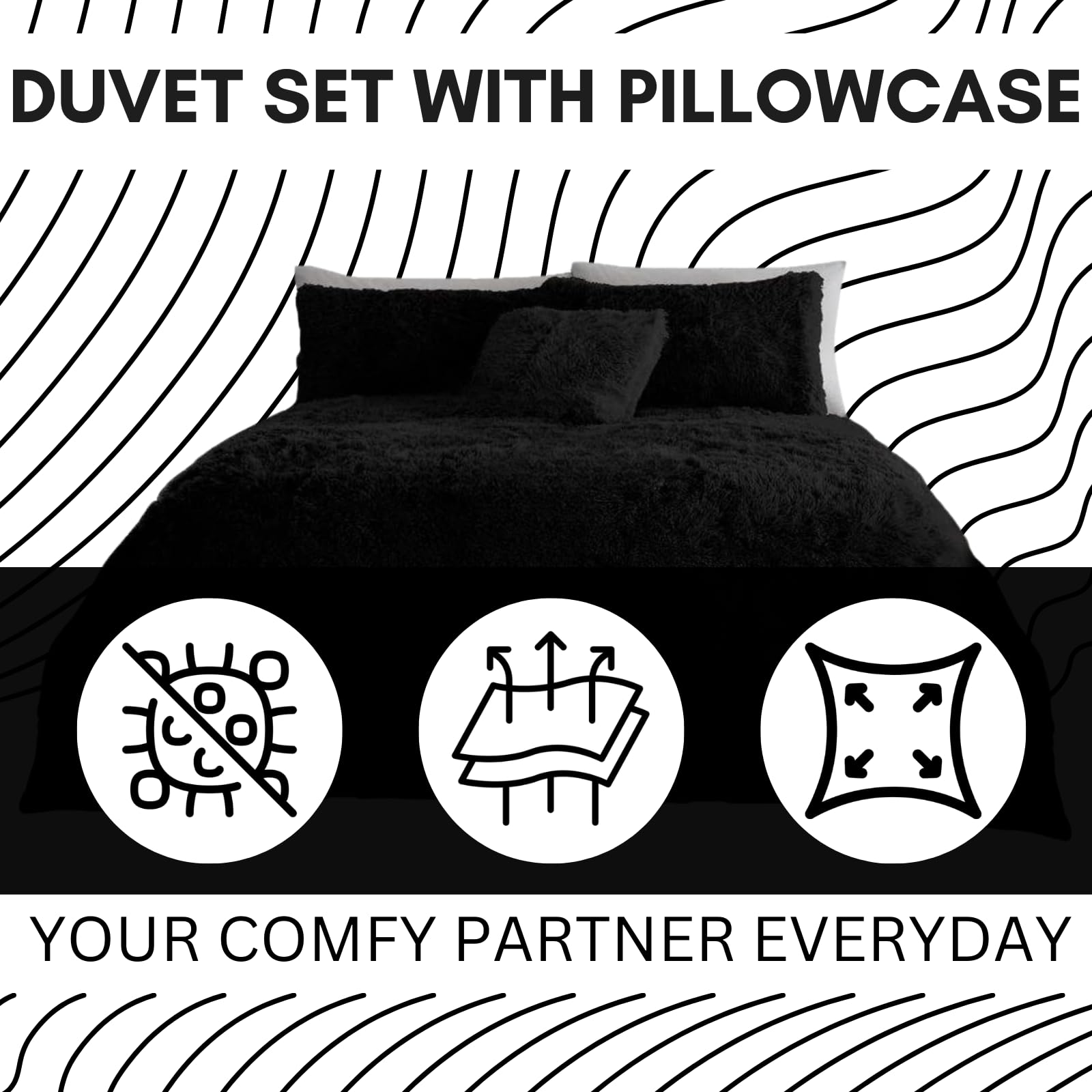 NFK Textile Snuggle Scape Fleece Duvet Set Luxury Bedding Super Soft Warm & Cosy Fluffy Fur Duvet Set