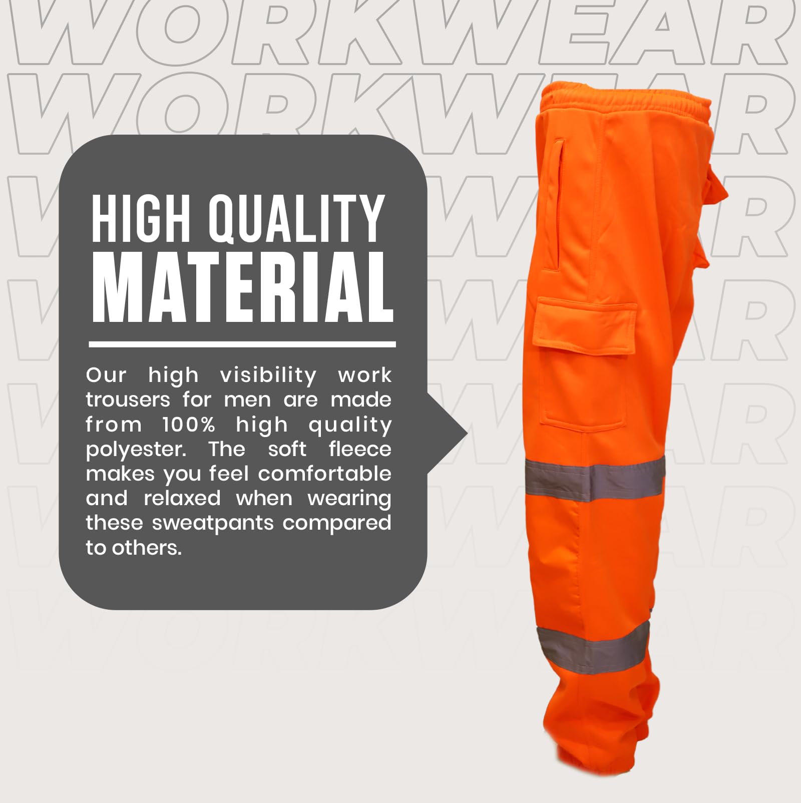 NFK TEXTILE 100% Polyester Hi Viz Mens Work Trousers Mens Safety Reflective Pant Workwear Hi Viz Trouser for Men Work Utility Safety Jogger High Visibility Trouser