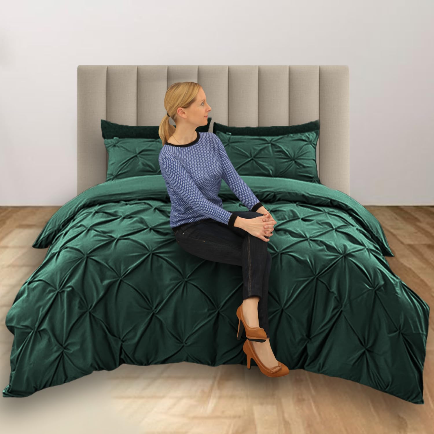 Pintuck Diamond Duvet Cover Set with Matching Pillow Cases 100% Polycotton Geometric Bedding Set Alford Comforter Duvet Quilt Set