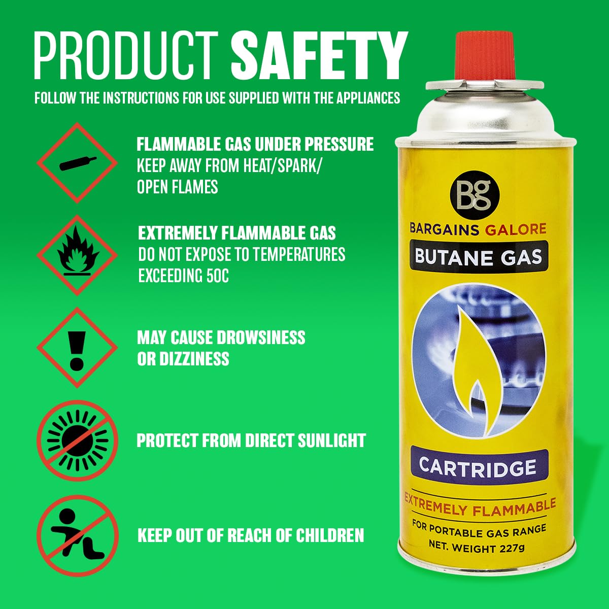 Marksman 8 BUTANE GAS BOTTLES CANISTER CAMPING HEATER COOKER BBQ