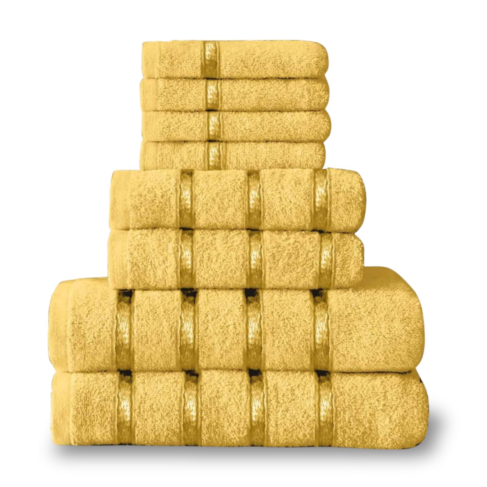 NFK TEXTILE 8-Piece Egyptian Cotton Bath Towel Bale Set - Highly Absorbent, Quick-Drying & Ultra Soft | 4x Face, 2x Hand, 2x Bath Towels | Striped Towel Set