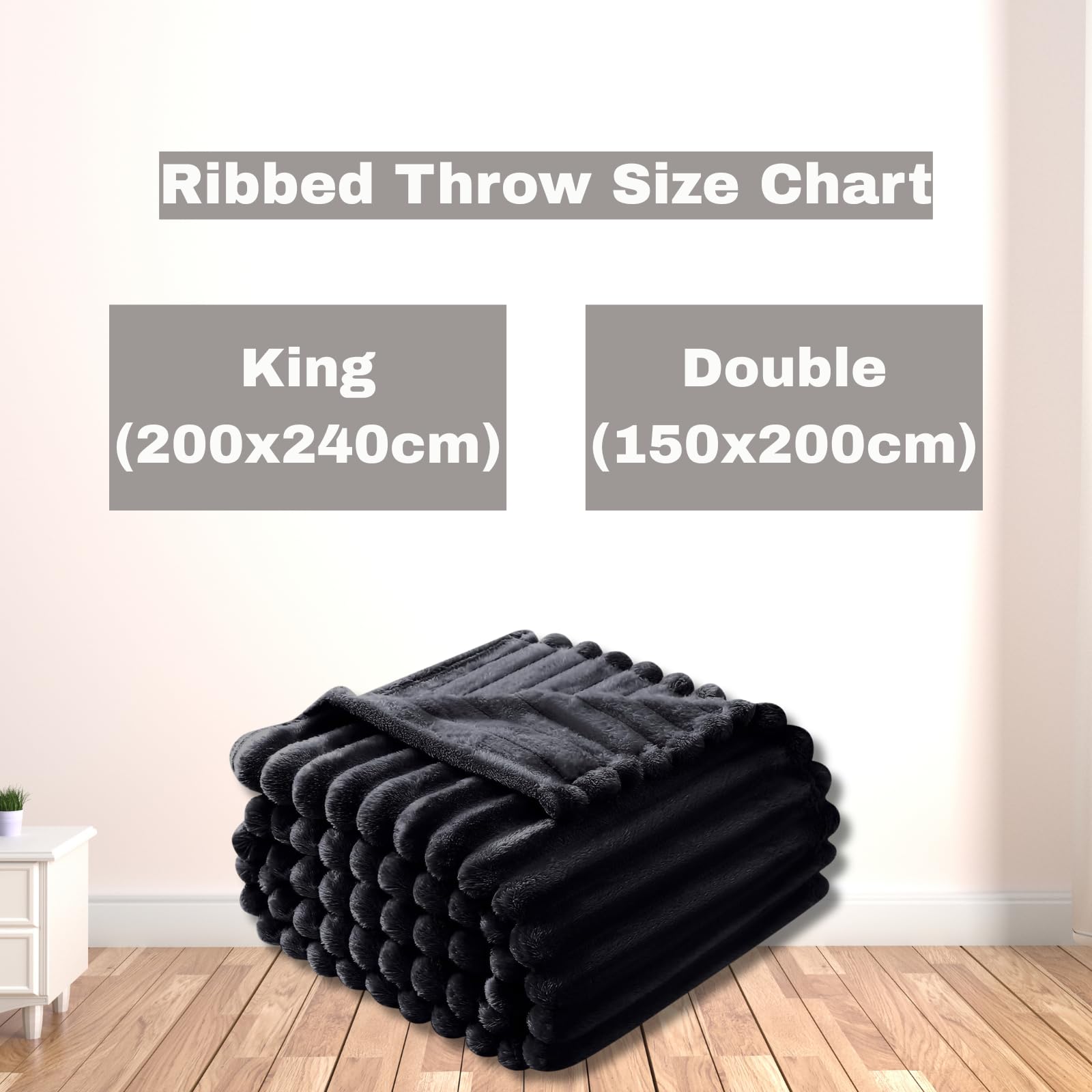 Luxury Chunky Ribbed Throw Blanket - Fluffy Sherpa Fleece, Thermal Warmth & Hypoallergenic - Cozy Extra Large Throws for Sofa, Bed, Couch