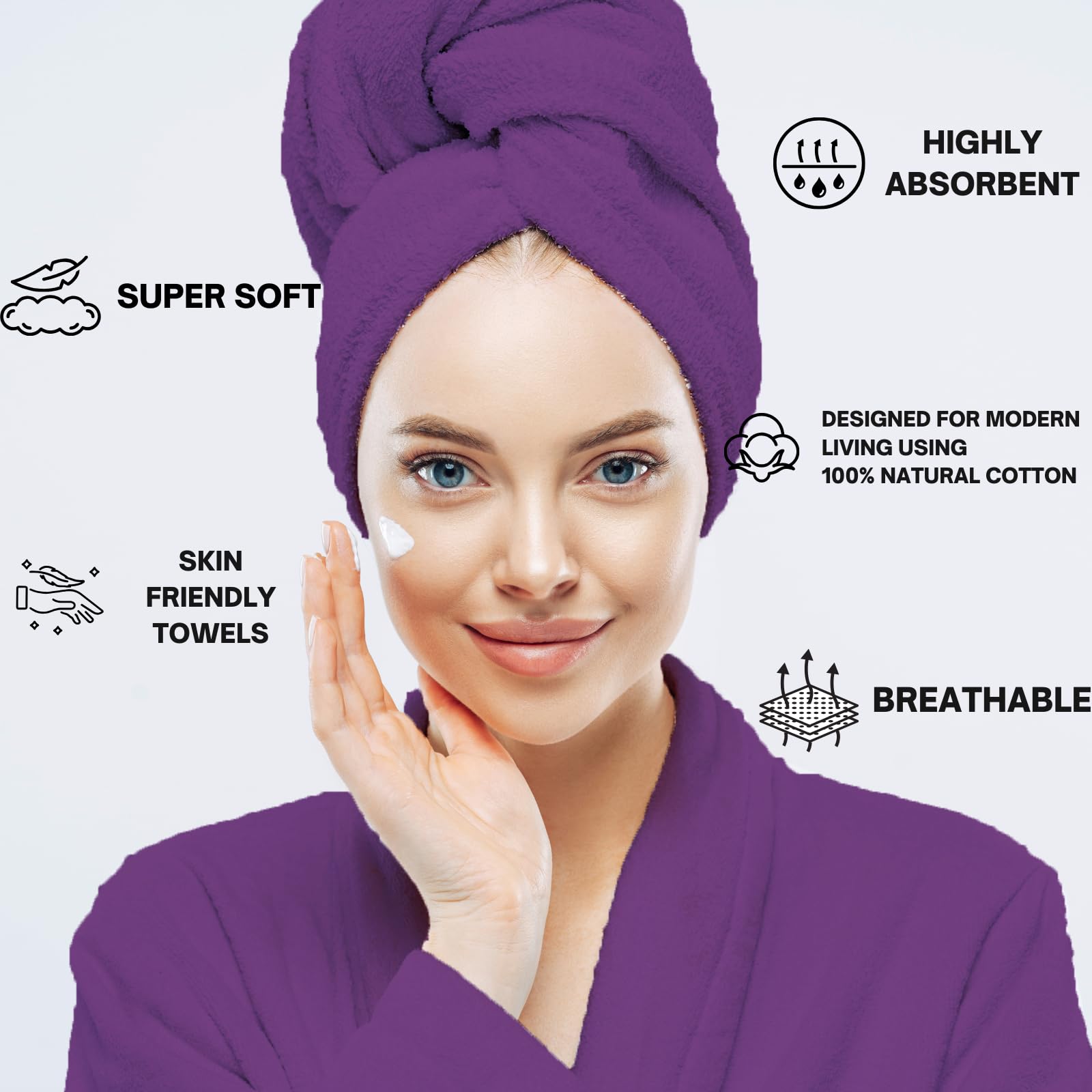 NFK TEXTILE 8-Piece Egyptian Cotton Bath Towel Bale Set - Highly Absorbent, Quick-Drying & Ultra Soft | 4x Face, 2x Hand, 2x Bath Towels | Striped Towel Set