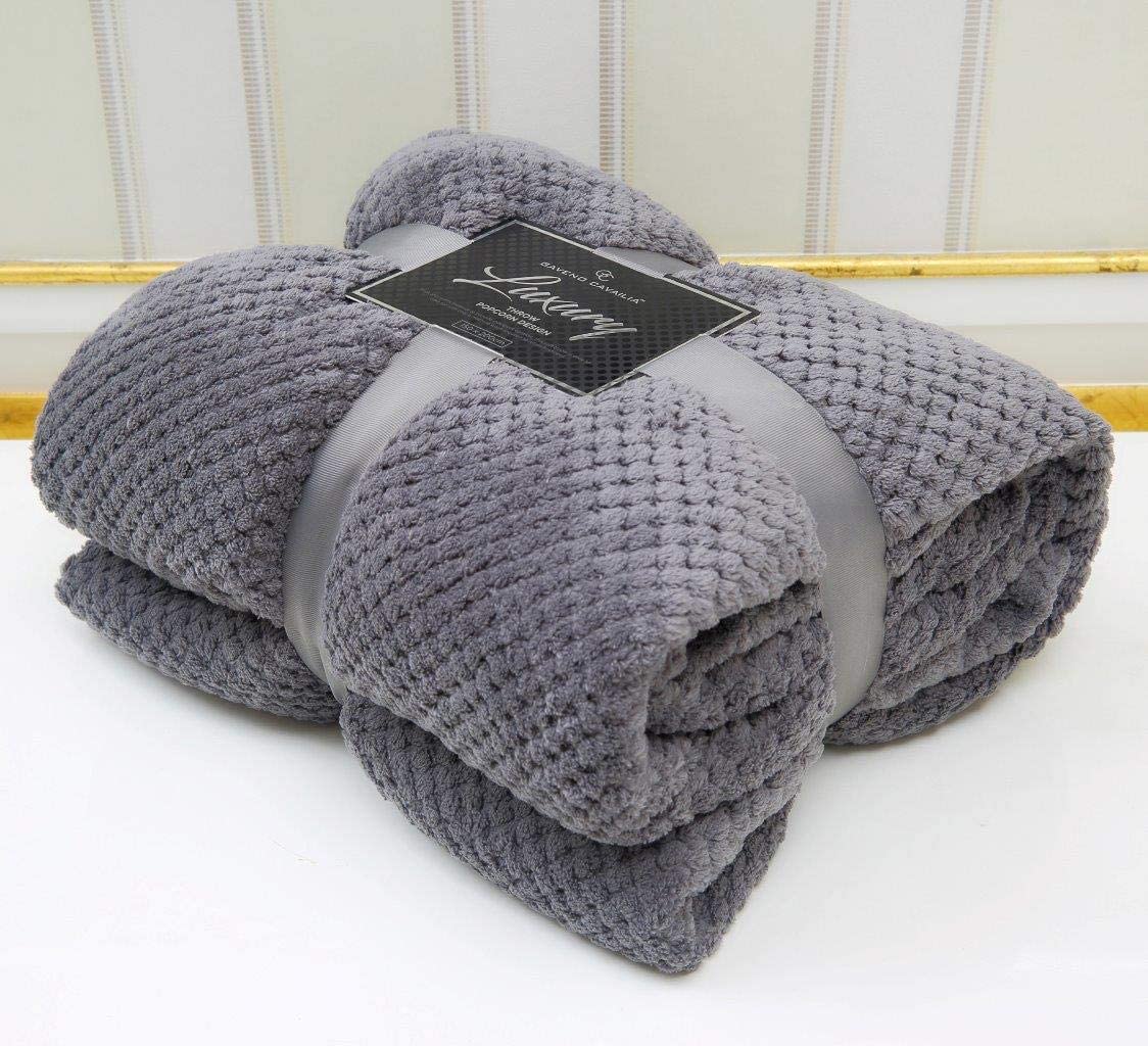 NFK Popcorn Waffle Fleece Throw Blanket