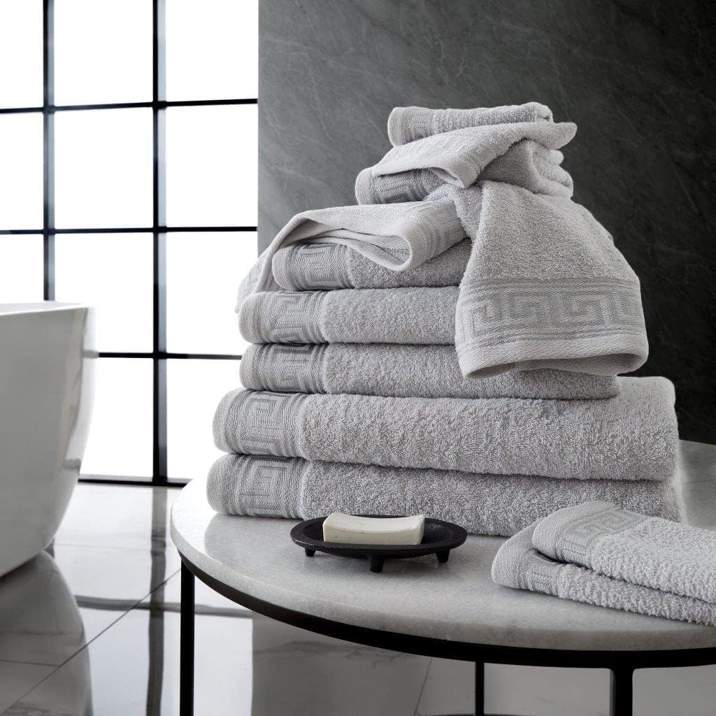 NFK Textile Greek Key Towels Luxury Hotel Quality Embroidered 100% Egyptian Cotton 8 pcs Bale Set & Bath Sheets