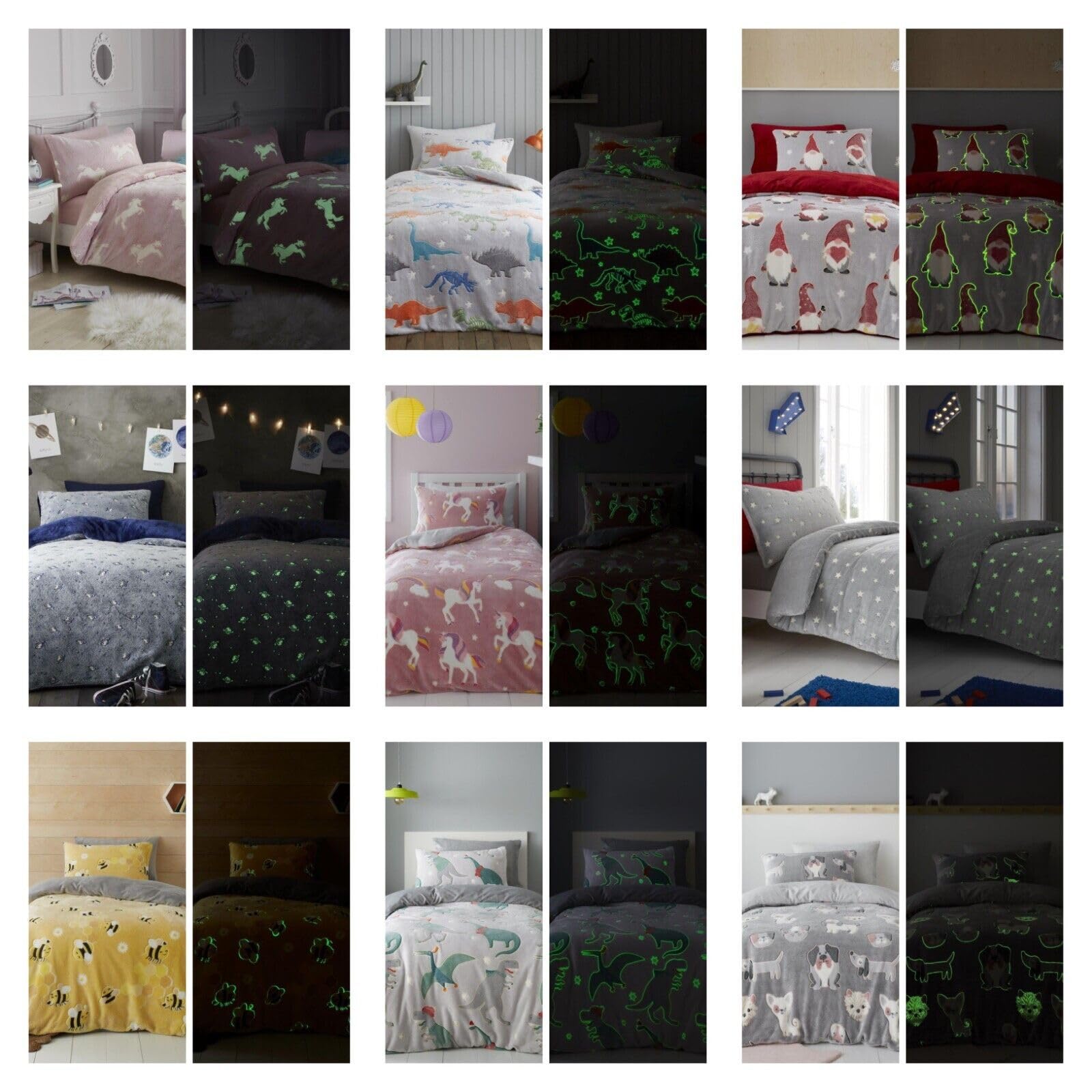 NFK TEXTILE Teddy Fleece Glow in The Dark Duvet Cover Sets Soft Warm & Cozy Fleece Winter Quilt Cover Bedding Set Kids Adult Duvet Covers