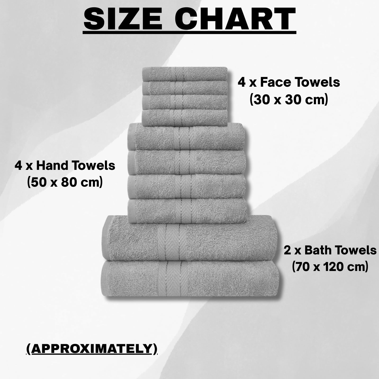 NFK TEXTILE Ultimate Luxury Towel Set - 10 Piece 100% Egyptian Cotton, Soft, Absorbent & Extra Large 4 Face, 4 Hand, 2 Bath Towels