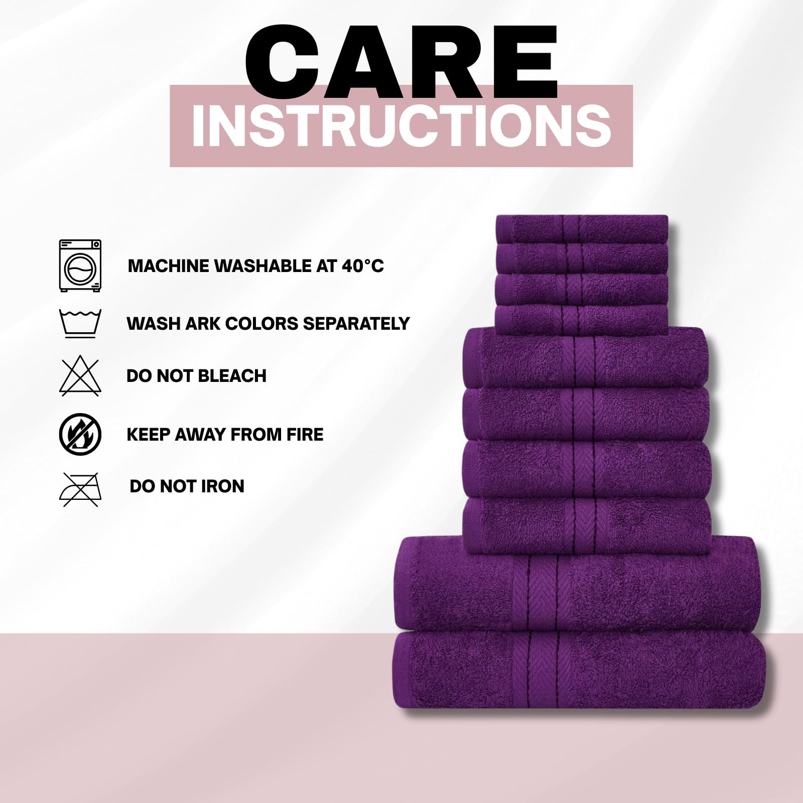 NFK TEXTILE Ultimate Luxury Towel Set - 10 Piece 100% Egyptian Cotton, Soft, Absorbent & Extra Large 4 Face, 4 Hand, 2 Bath Towels