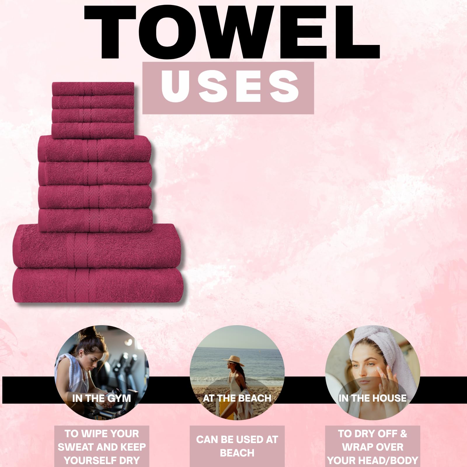 NFK TEXTILE Ultimate Luxury Towel Set - 10 Piece 100% Egyptian Cotton, Soft, Absorbent & Extra Large 4 Face, 4 Hand, 2 Bath Towels