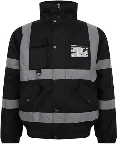 NFK TEXTILE Hi Vis Bomber Jacket High Visibility Work Wear Hi Vis Safety Waterproof Work Wear Bomber Jackets Reflective Security Jackets