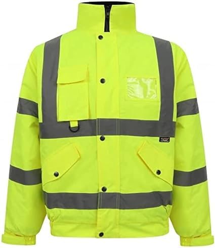 NFK TEXTILE Hi Vis Bomber Jacket High Visibility Work Wear Hi Vis Safety Waterproof Work Wear Bomber Jackets Reflective Security Jackets