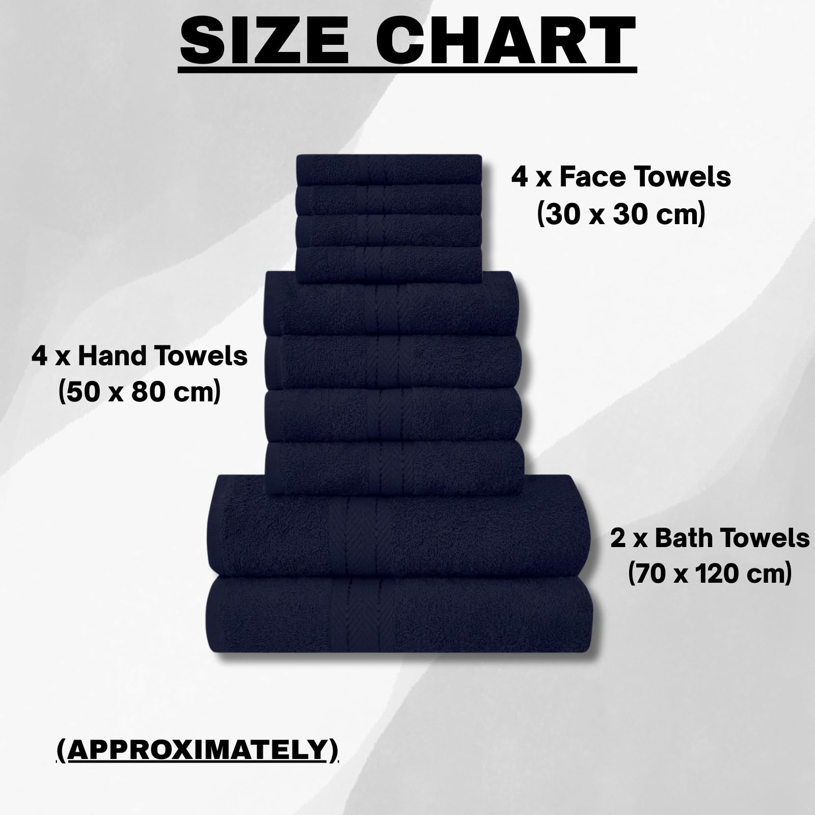 NFK TEXTILE Ultimate Luxury Towel Set - 10 Piece 100% Egyptian Cotton, Soft, Absorbent & Extra Large 4 Face, 4 Hand, 2 Bath Towels