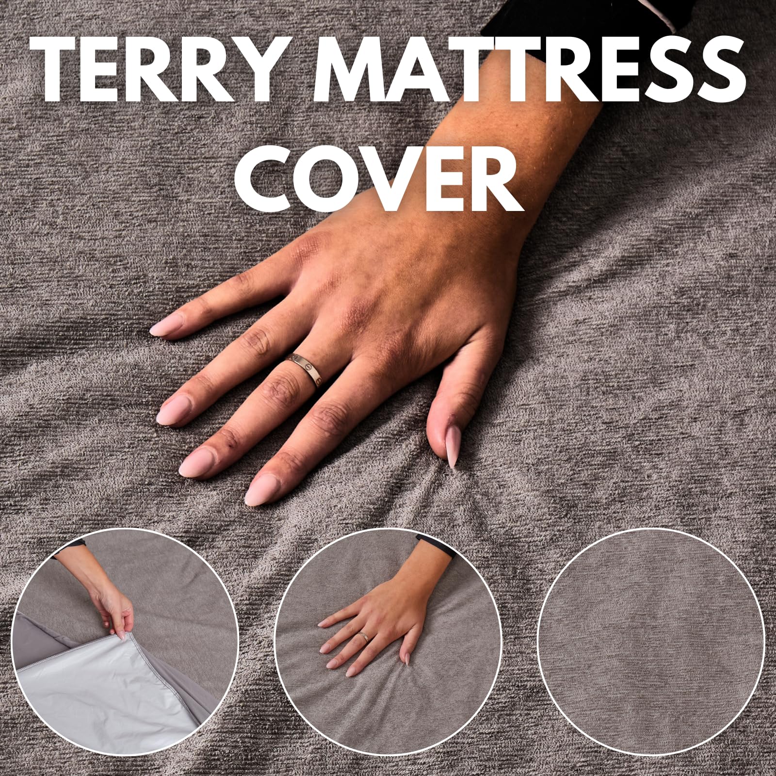 NFK Textile 41 cm Depth Fitted Terry Towel Mattress Protector Waterproof Fitted Sheet Breathable Mattress Topper Cover Bed Sheets