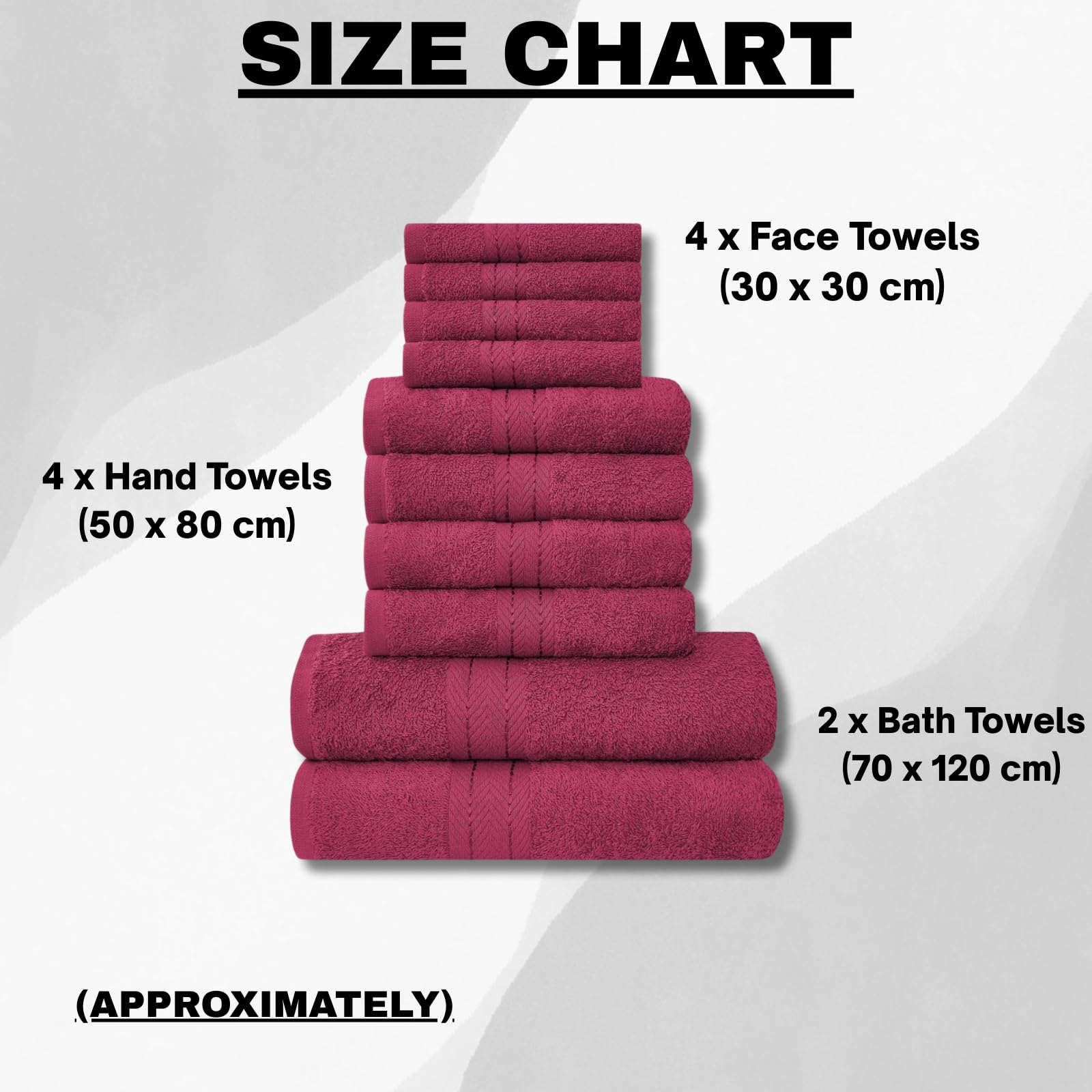 NFK TEXTILE Ultimate Luxury Towel Set - 10 Piece 100% Egyptian Cotton, Soft, Absorbent & Extra Large 4 Face, 4 Hand, 2 Bath Towels