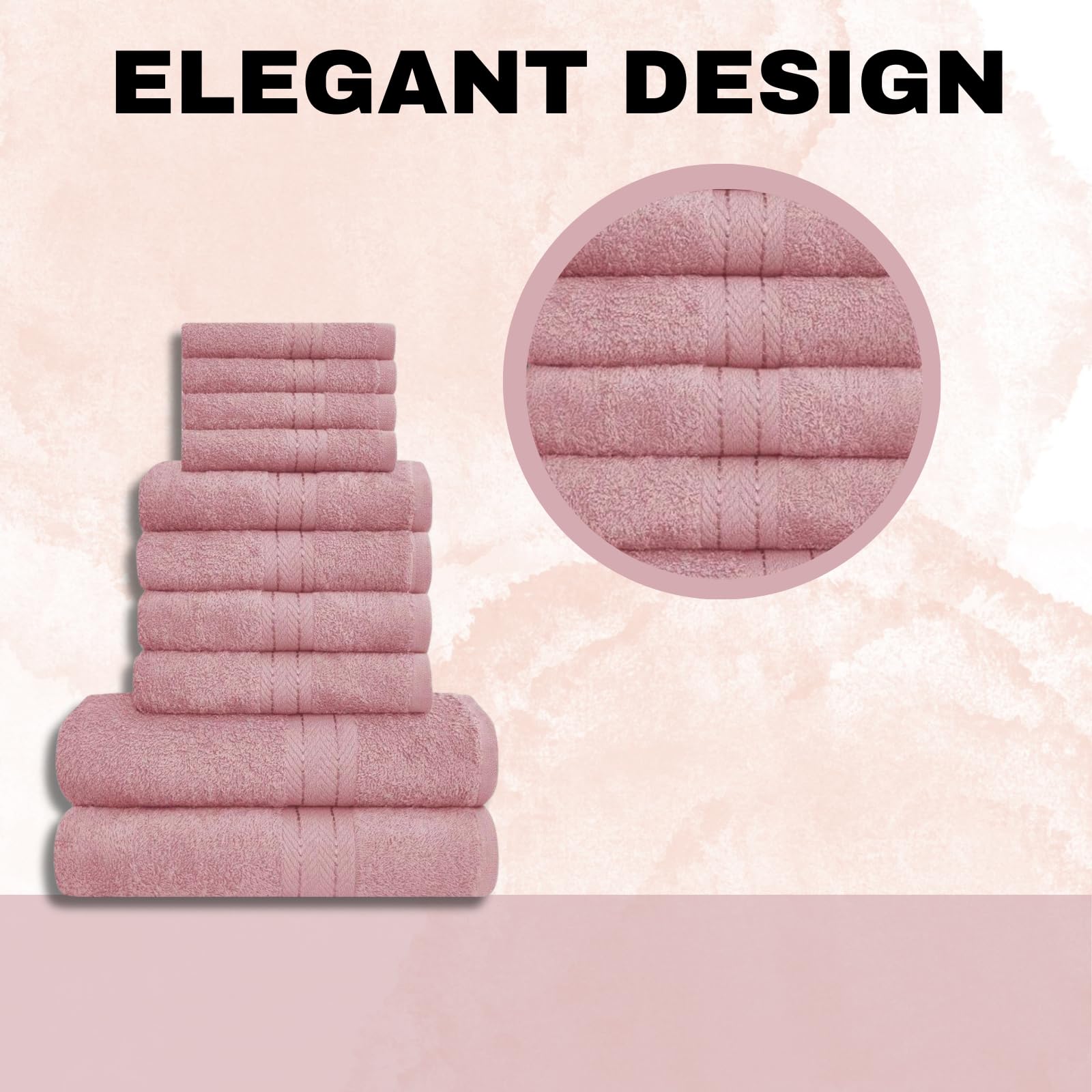 NFK TEXTILE Ultimate Luxury Towel Set - 10 Piece 100% Egyptian Cotton, Soft, Absorbent & Extra Large 4 Face, 4 Hand, 2 Bath Towels