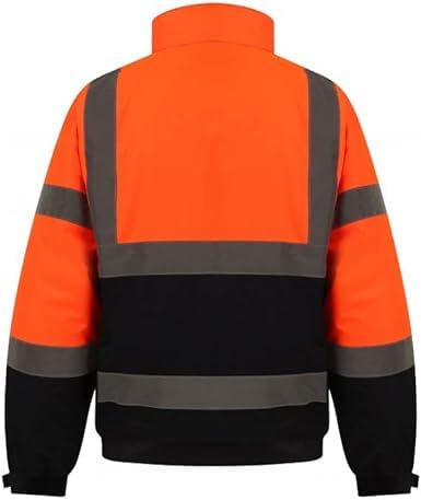 NFK TEXTILE Hi Vis Bomber Jacket High Visibility Work Wear Hi Vis Safety Waterproof Work Wear Bomber Jackets Reflective Security Jackets