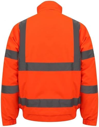 NFK TEXTILE Hi Vis Bomber Jacket High Visibility Work Wear Hi Vis Safety Waterproof Work Wear Bomber Jackets Reflective Security Jackets