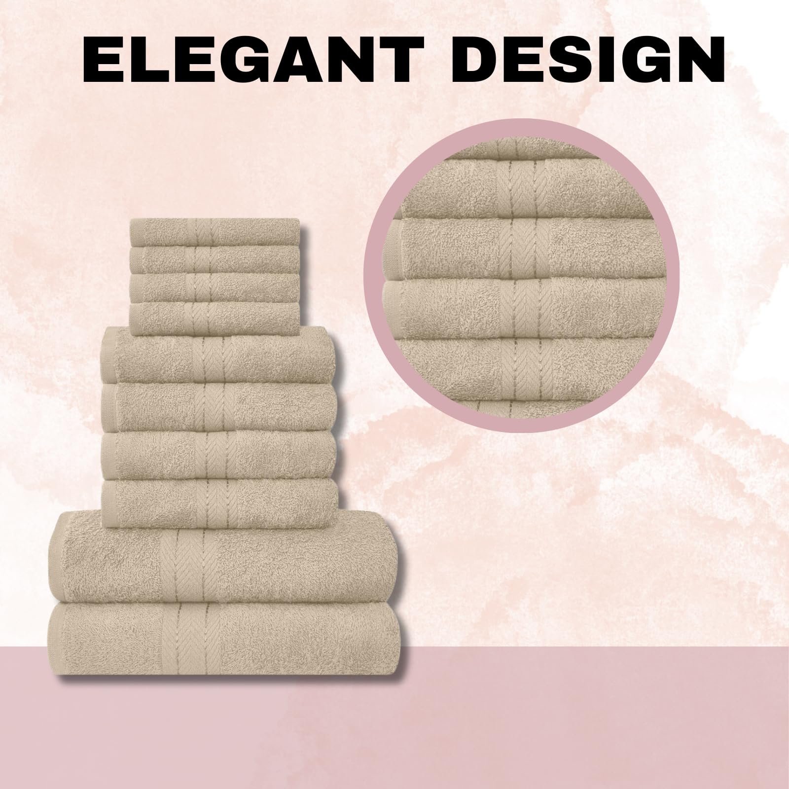 NFK TEXTILE Ultimate Luxury Towel Set - 10 Piece 100% Egyptian Cotton, Soft, Absorbent & Extra Large 4 Face, 4 Hand, 2 Bath Towels