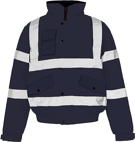 NFK TEXTILE Hi Vis Bomber Jacket High Visibility Work Wear Hi Vis Safety Waterproof Work Wear Bomber Jackets Reflective Security Jackets