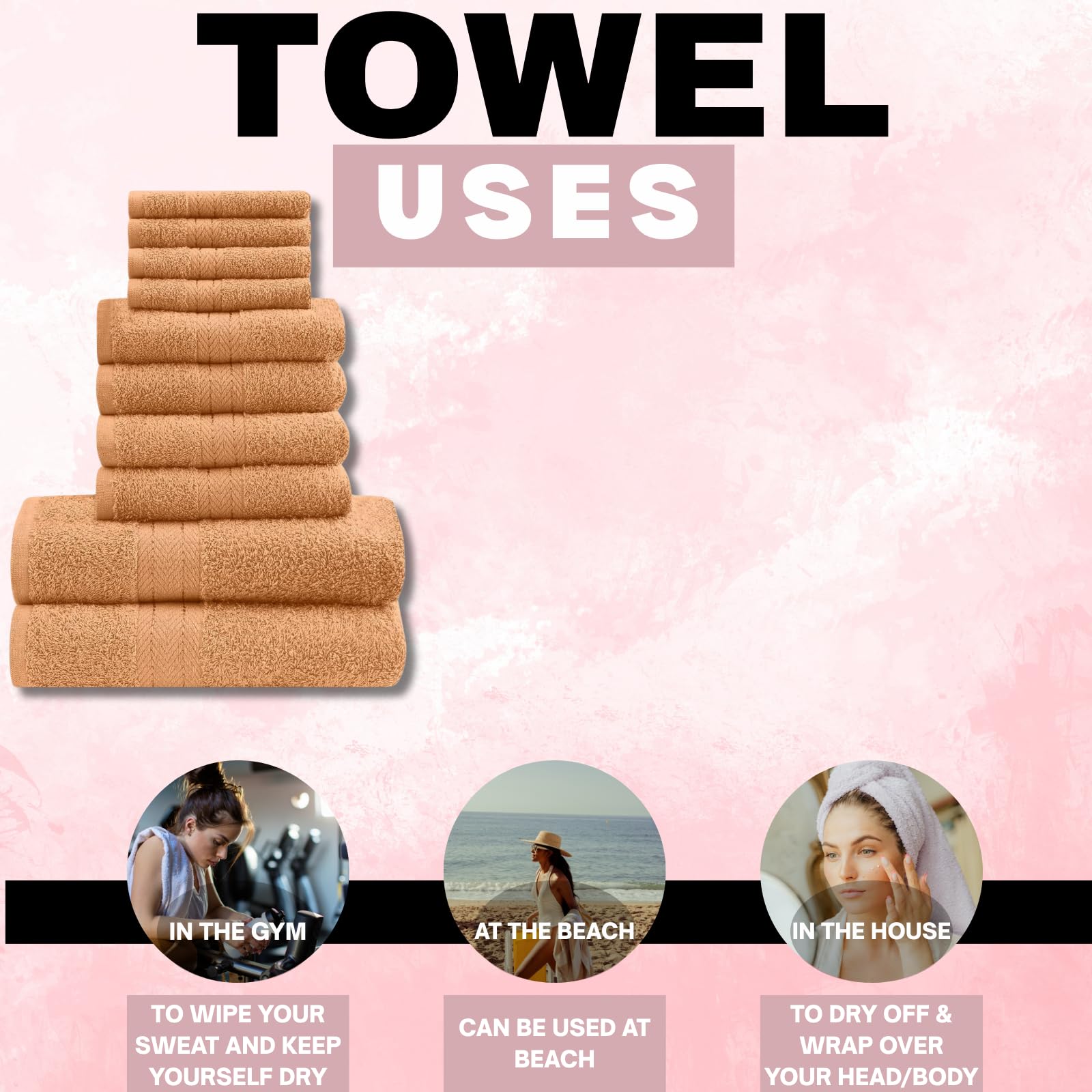 NFK TEXTILE Ultimate Luxury Towel Set - 10 Piece 100% Egyptian Cotton, Soft, Absorbent & Extra Large 4 Face, 4 Hand, 2 Bath Towels