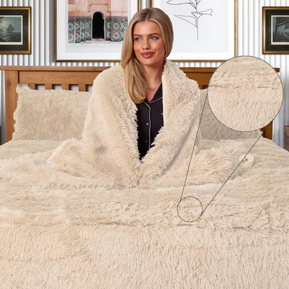 Luxury Fluffy Fur Snuggle Scape Zip Duvet Cover Cuddle Warm Quilt Bedding Set Snuggle Scape Fleece Bedding Duvet