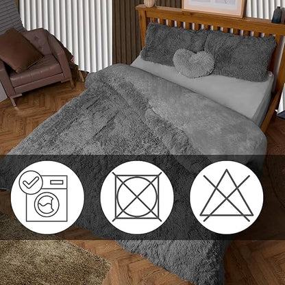 Luxury Fluffy Fur Snuggle Scape Zip Duvet Cover Cuddle Warm Quilt Bedding Set Snuggle Scape Fleece Bedding Duvet