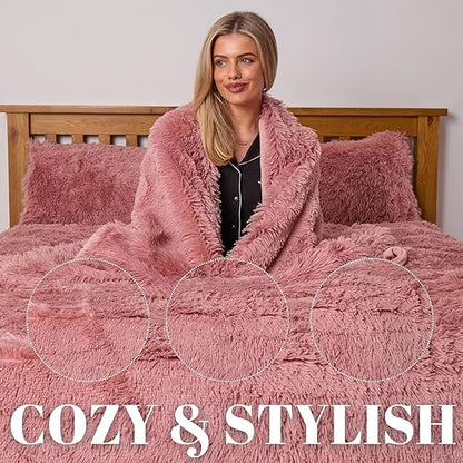 Luxury Fluffy Fur Snuggle Scape Zip Duvet Cover Cuddle Warm Quilt Bedding Set Snuggle Scape Fleece Bedding Duvet