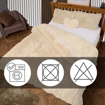 Luxury Fluffy Fur Snuggle Scape Zip Duvet Cover Cuddle Warm Quilt Bedding Set Snuggle Scape Fleece Bedding Duvet