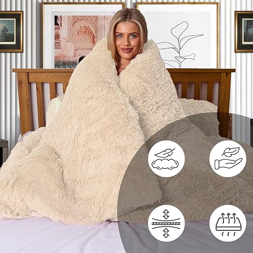 Luxury Fluffy Fur Snuggle Scape Zip Duvet Cover Cuddle Warm Quilt Bedding Set Snuggle Scape Fleece Bedding Duvet
