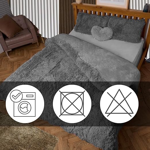 Luxury Fluffy Fur Snuggle Scape Zip Duvet Cover Cuddle Warm Quilt Bedding Set Snuggle Scape Fleece Bedding Duvet