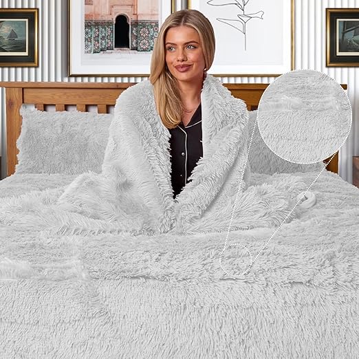 Luxury Fluffy Fur Snuggle Scape Zip Duvet Cover Cuddle Warm Quilt Bedding Set Snuggle Scape Fleece Bedding Duvet