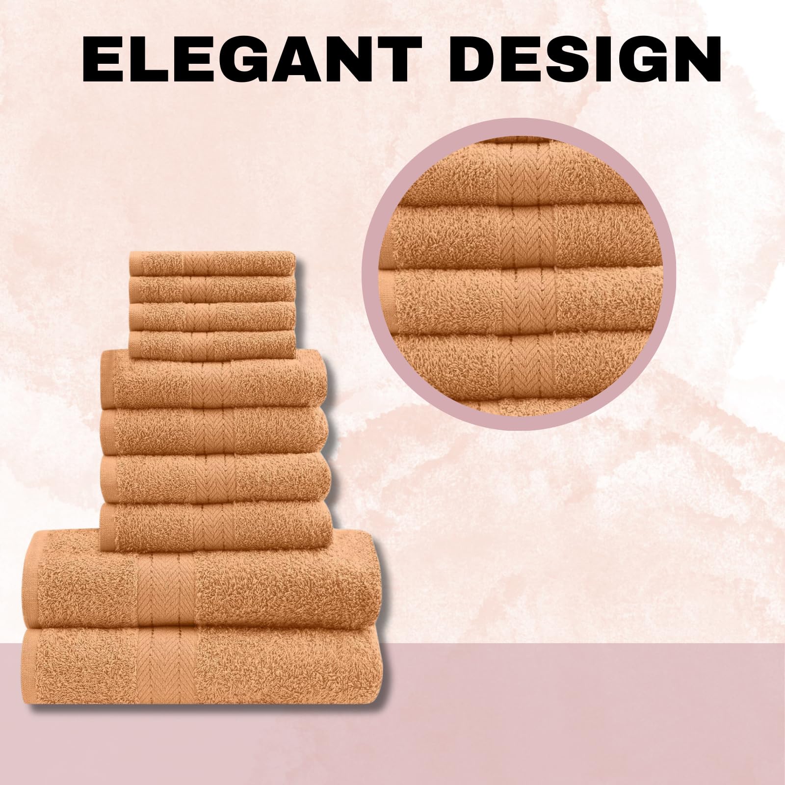 NFK TEXTILE Ultimate Luxury Towel Set - 10 Piece 100% Egyptian Cotton, Soft, Absorbent & Extra Large 4 Face, 4 Hand, 2 Bath Towels