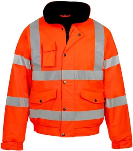 NFK TEXTILE Hi Vis Bomber Jacket High Visibility Work Wear Hi Vis Safety Waterproof Work Wear Bomber Jackets Reflective Security Jackets