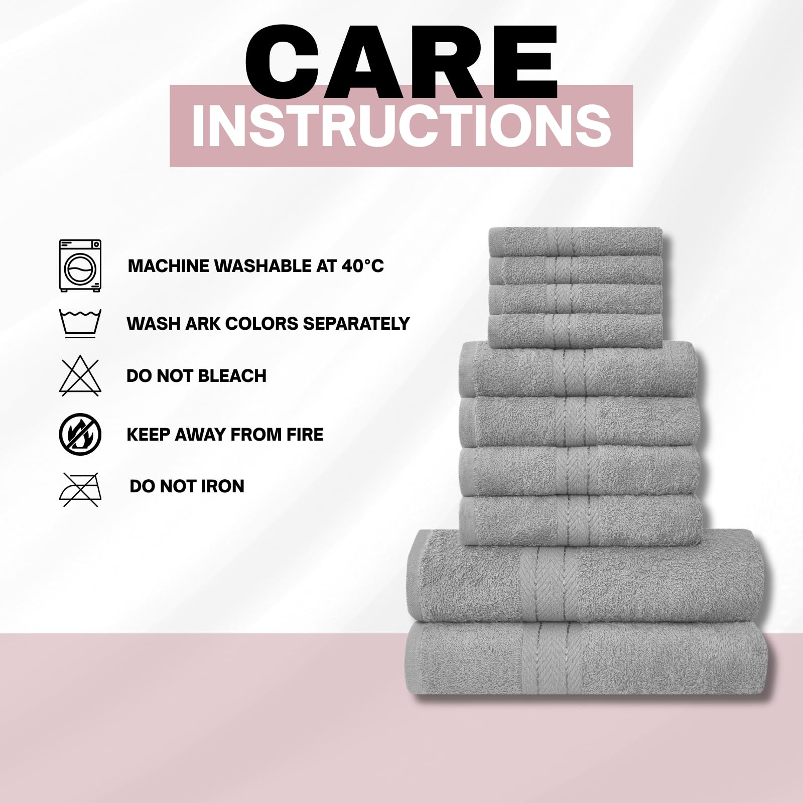 NFK TEXTILE Ultimate Luxury Towel Set - 10 Piece 100% Egyptian Cotton, Soft, Absorbent & Extra Large 4 Face, 4 Hand, 2 Bath Towels