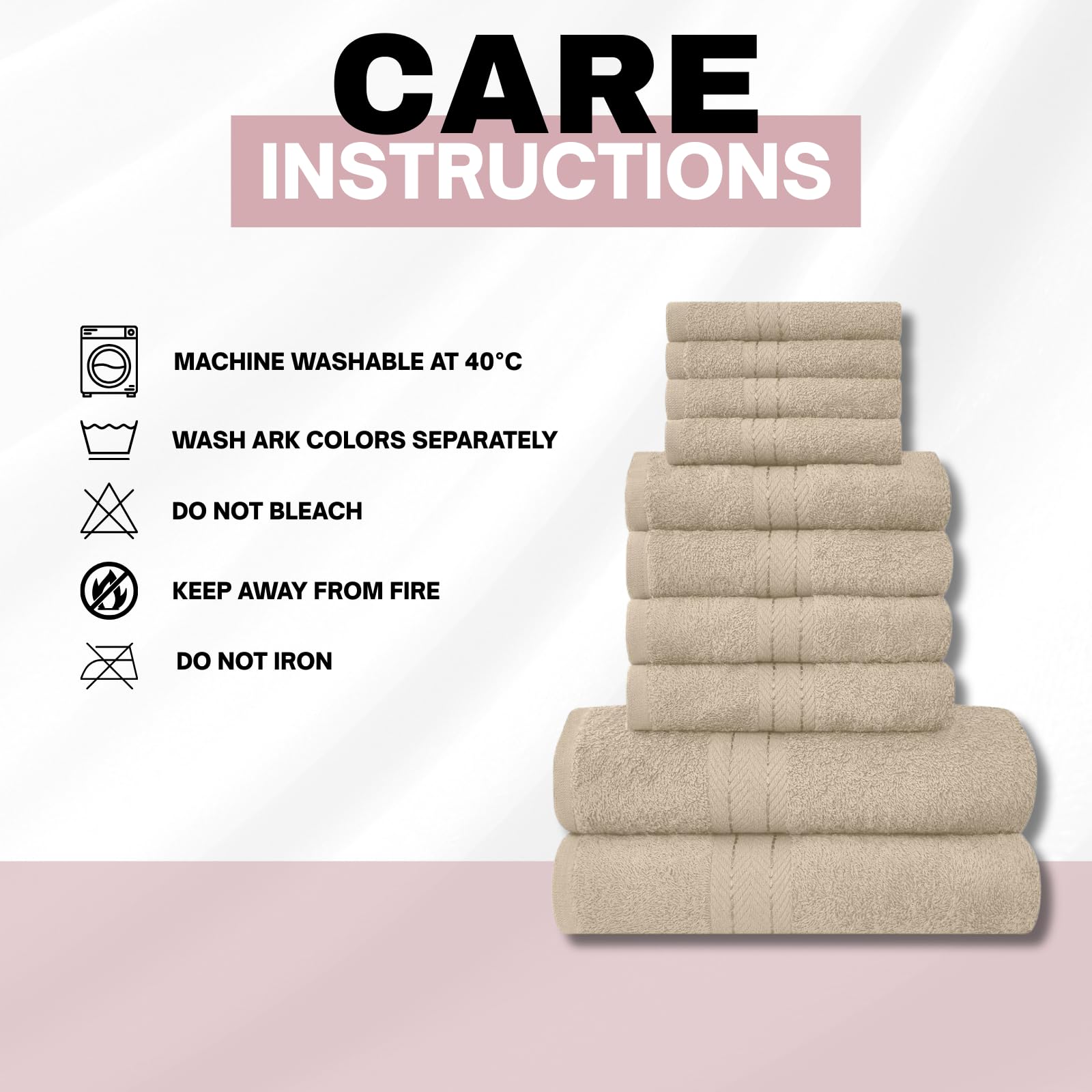 NFK TEXTILE Ultimate Luxury Towel Set - 10 Piece 100% Egyptian Cotton, Soft, Absorbent & Extra Large 4 Face, 4 Hand, 2 Bath Towels