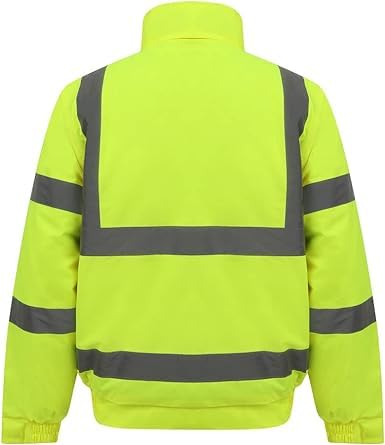 NFK TEXTILE Hi Vis Bomber Jacket High Visibility Work Wear Hi Vis Safety Waterproof Work Wear Bomber Jackets Reflective Security Jackets