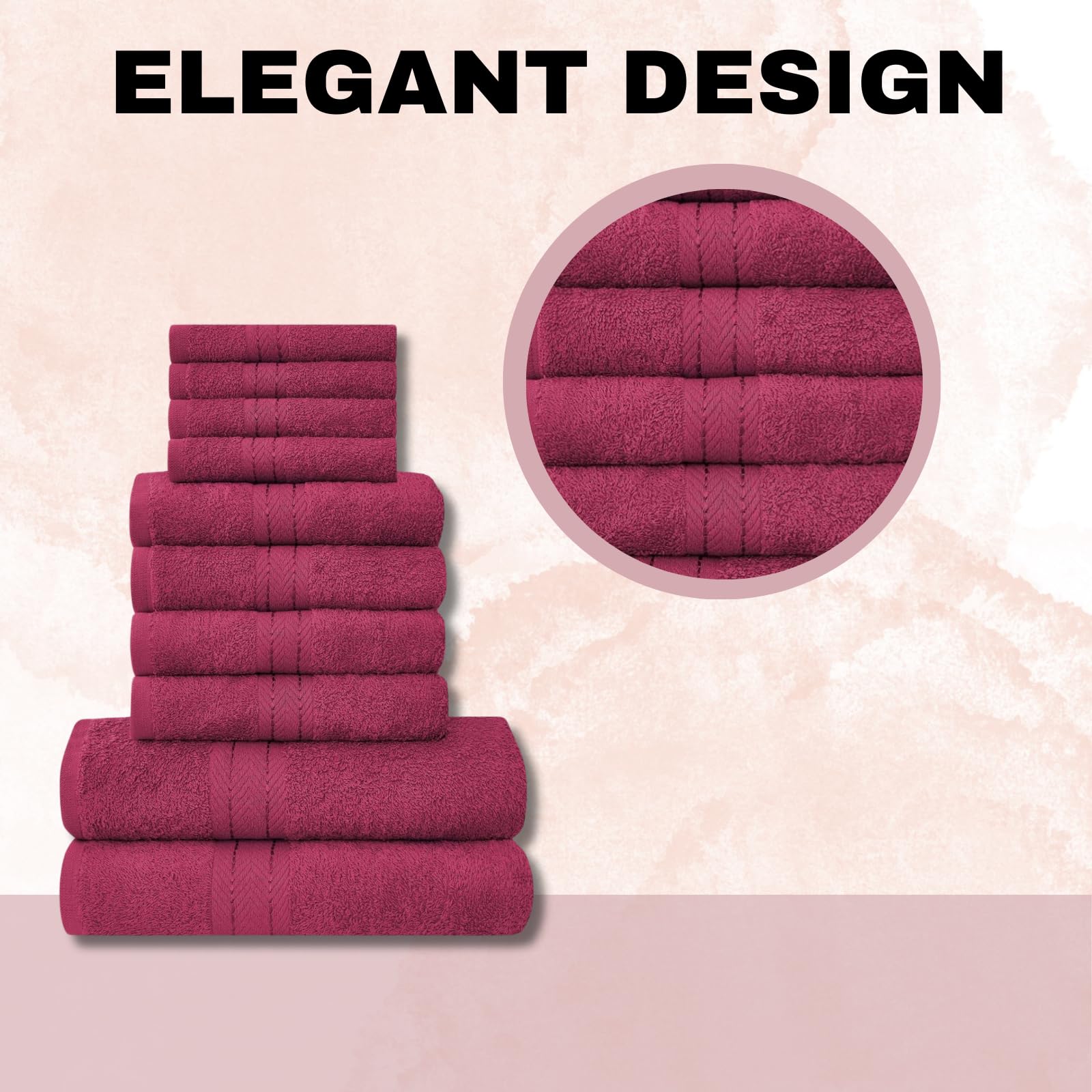 NFK 10 Piece Egyptian Cotton Towel Set