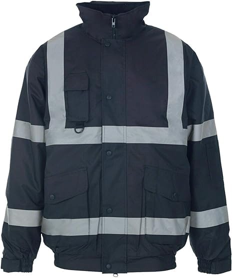 NFK TEXTILE Hi Vis Bomber Jacket High Visibility Work Wear Hi Vis Safety Waterproof Work Wear Bomber Jackets Reflective Security Jackets