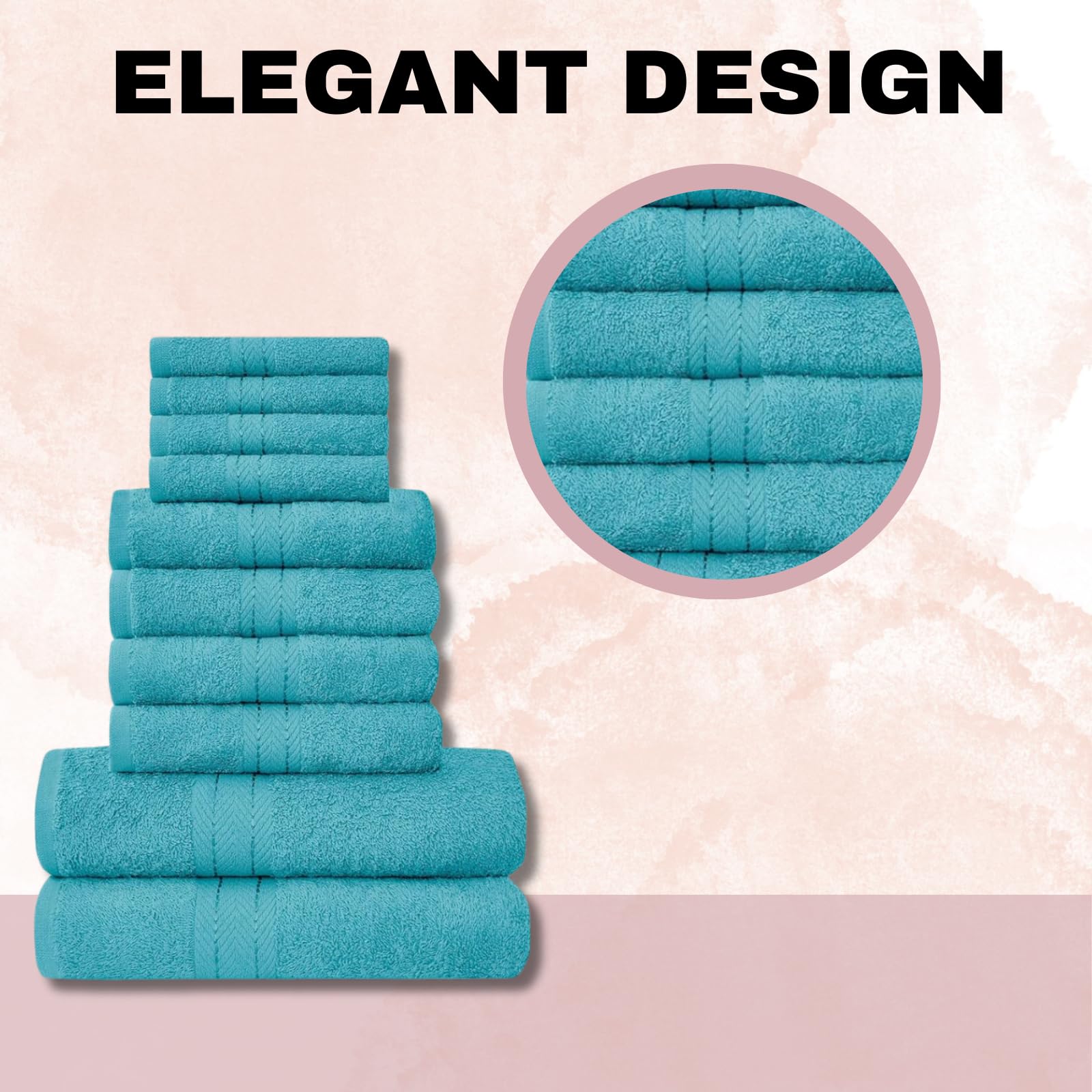 NFK TEXTILE Ultimate Luxury Towel Set - 10 Piece 100% Egyptian Cotton, Soft, Absorbent & Extra Large 4 Face, 4 Hand, 2 Bath Towels