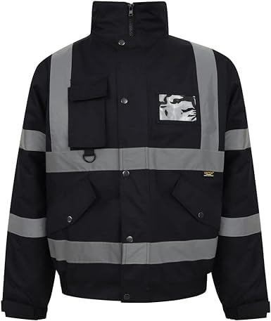 NFK TEXTILE Hi Vis Bomber Jacket High Visibility Work Wear Hi Vis Safety Waterproof Work Wear Bomber Jackets Reflective Security Jackets